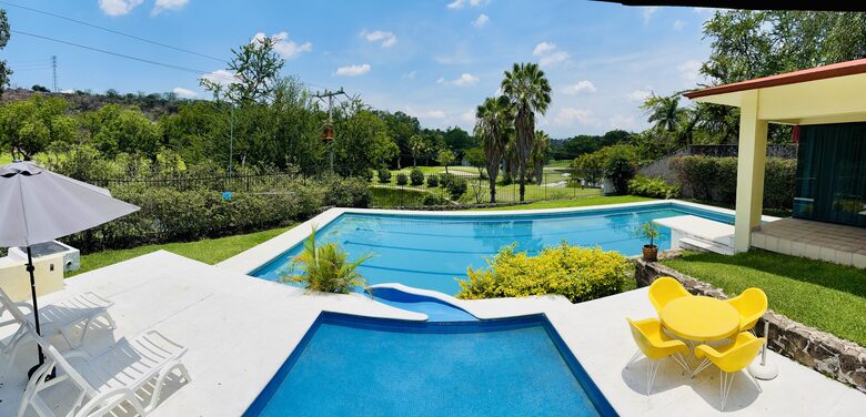 Balcony with golf course views