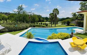 Balcony with golf course views