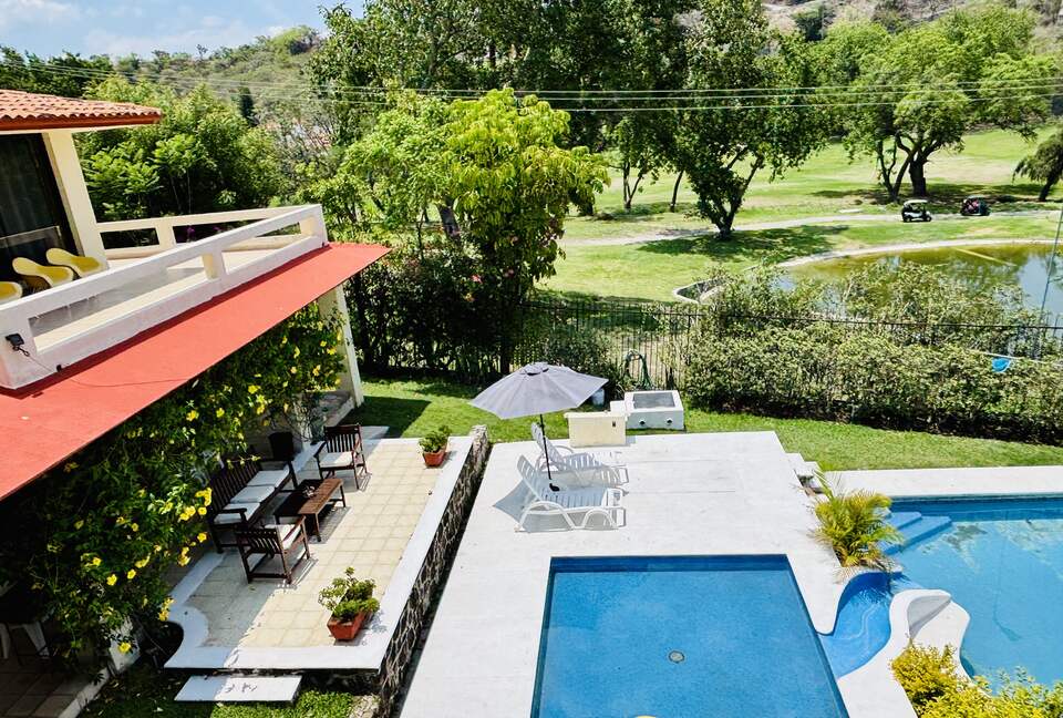 Pool and golf course view