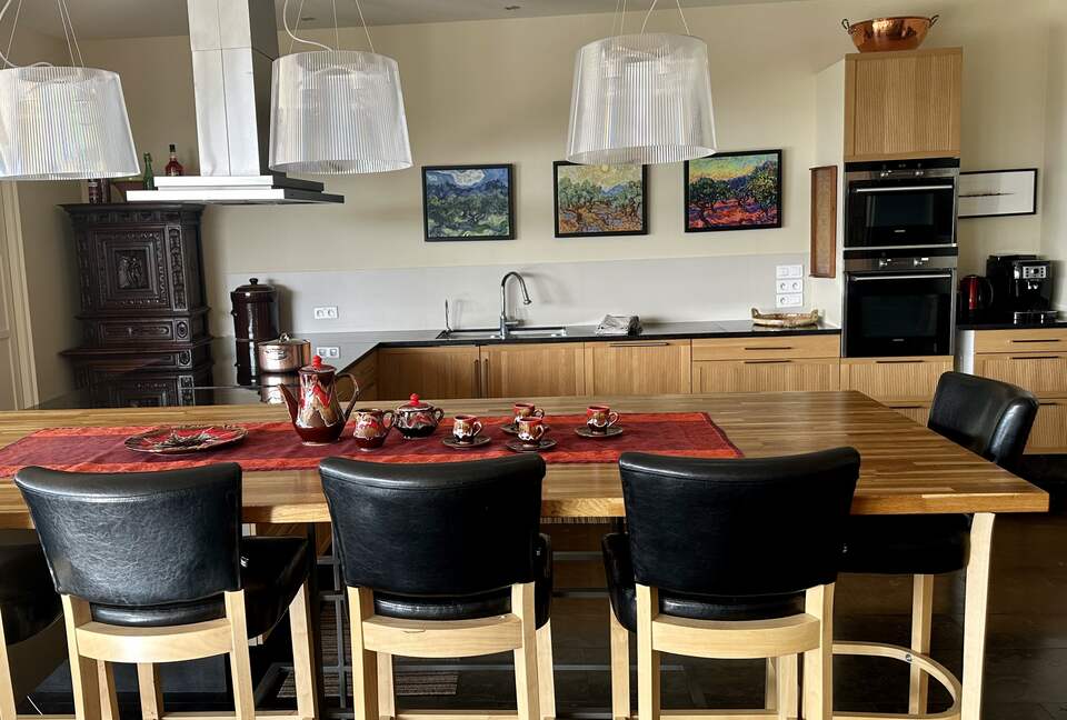 Main Upper: Bar dining and kitchen