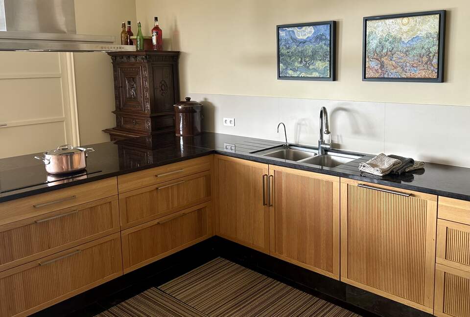Main Upper: Kitchen, dishwasher, induction top, exhaust hood