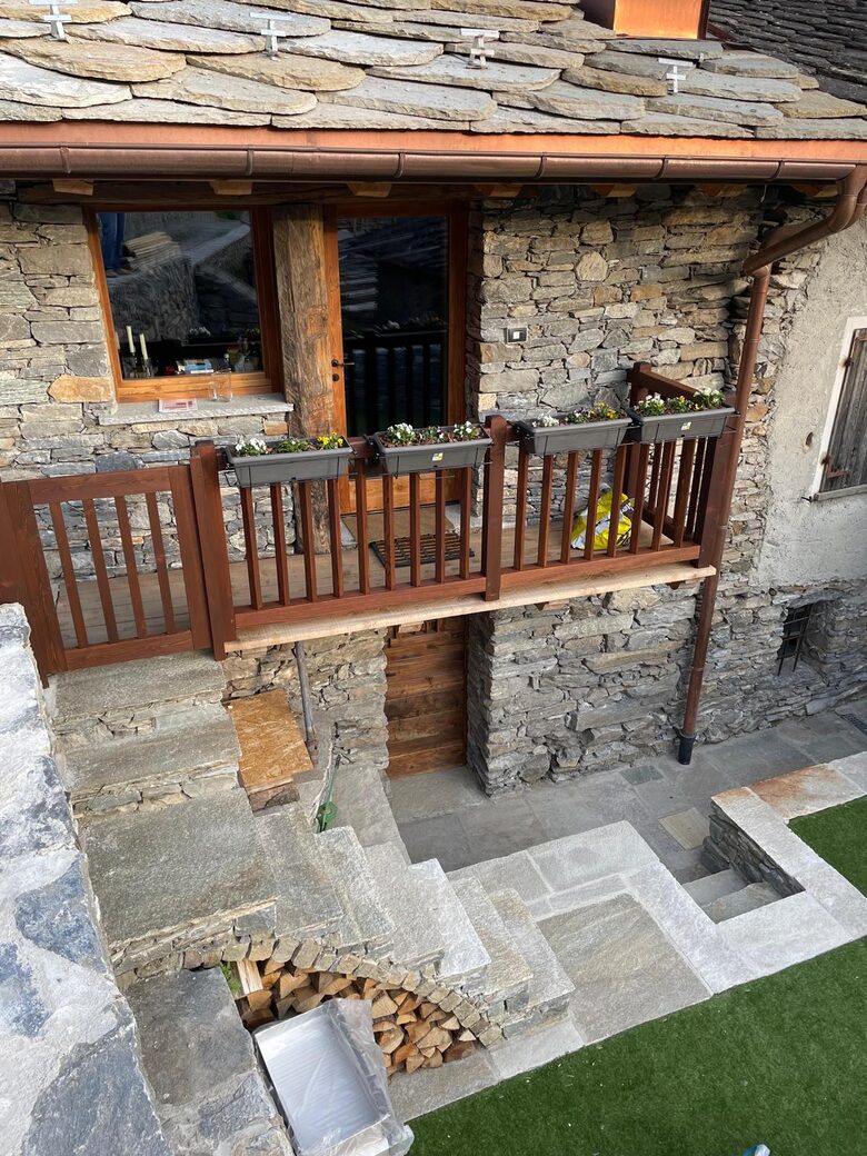 Balcony off of 2nd master suite with wine cellar below