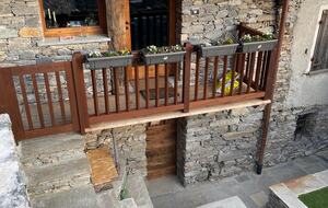 Balcony off of 2nd master suite with wine cellar below