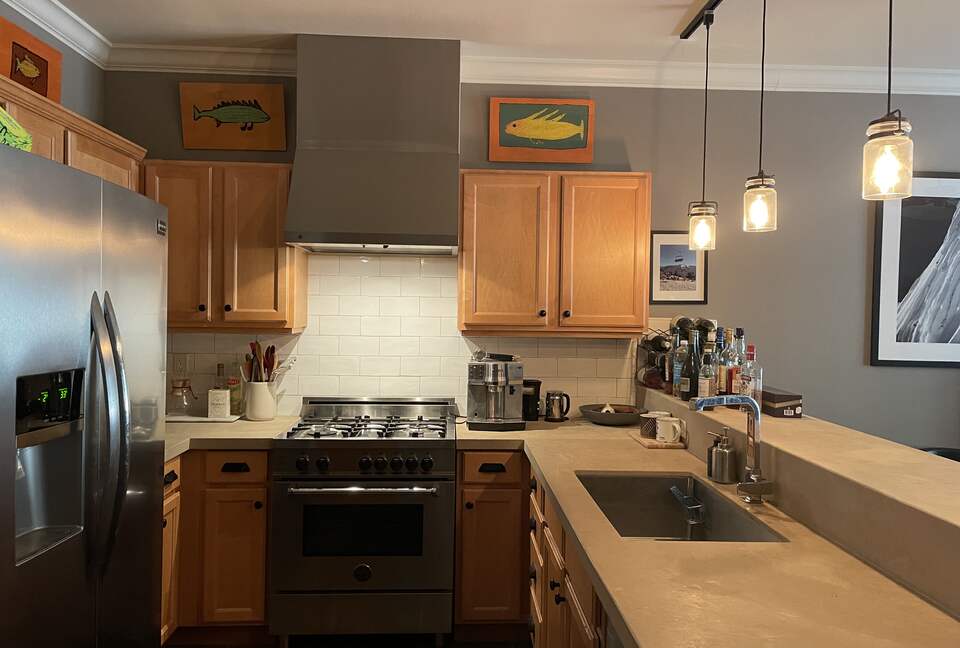 Fully stocked chef's kitchen