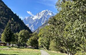 View of Mont Blanc from local Morgex river walk