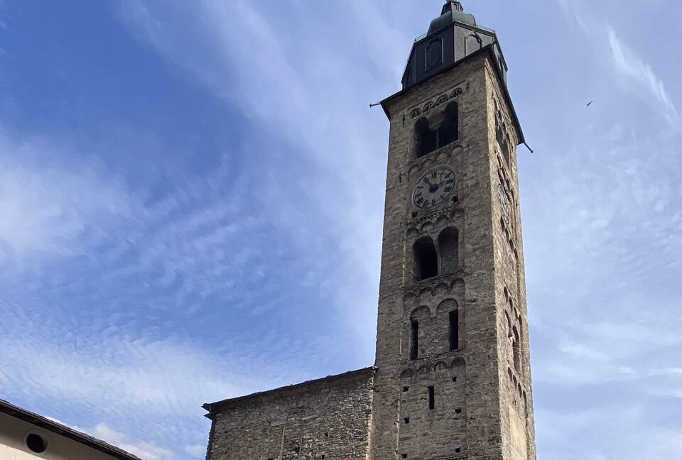 Church in square of Morgex
