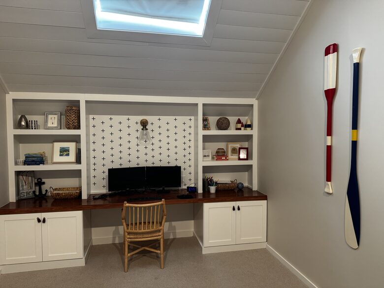 Office Setup in Loft with Double Bunk Beds