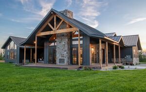 Outdoor living spaces overflow into lush landscaping