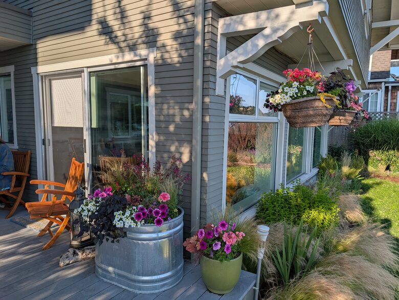 Front of house with landscaping