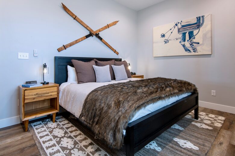 Targhee Suite Luxury King Bed and vintage winter decor