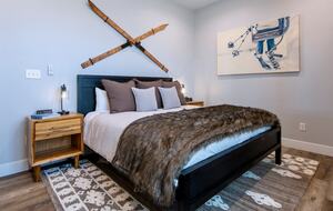 Targhee Suite Luxury King Bed and vintage winter decor
