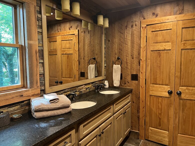 Master bedroom bathroom with walk in steam shower