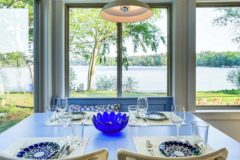 Eating with a New England water view