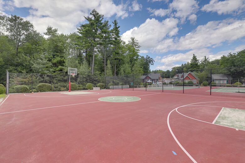 Basketball court next to tennis/pickleball and playground