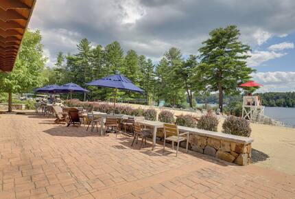 The patio is between Lodge Restaurant/bar and beach