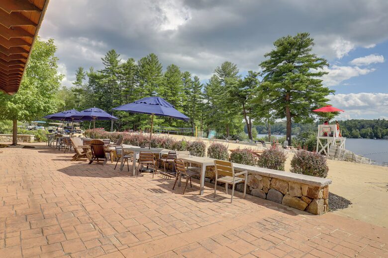 The patio is between Lodge Restaurant/bar and beach