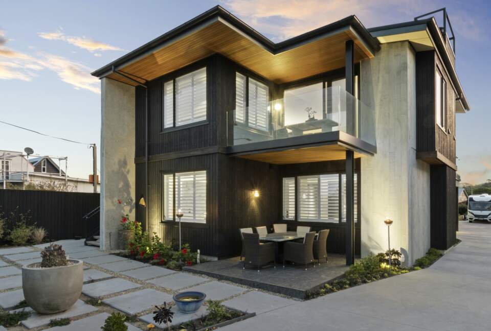 Contemporary Coastal Escape with Sauna Just Steps from the Sand - Waihi Beach, New Zealand