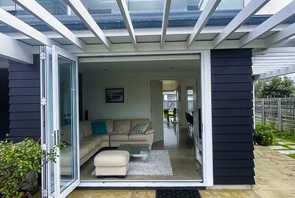 Front patio and TV room