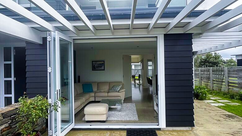 Front patio and TV room