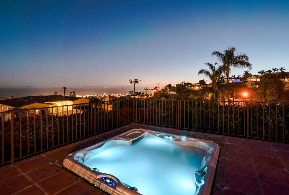 Front patio spa; cover has safety clips in each corner