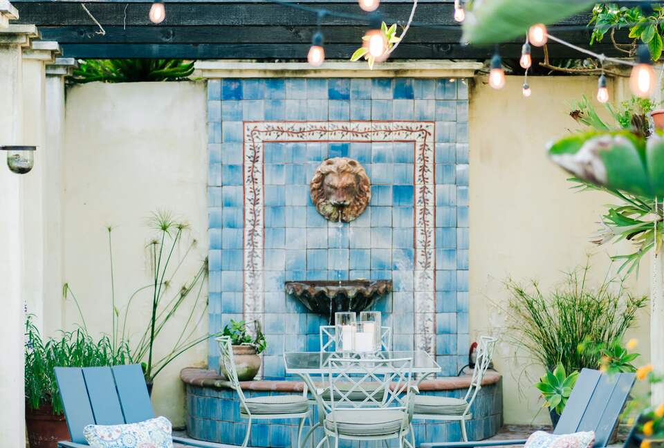 Fountain in back patio