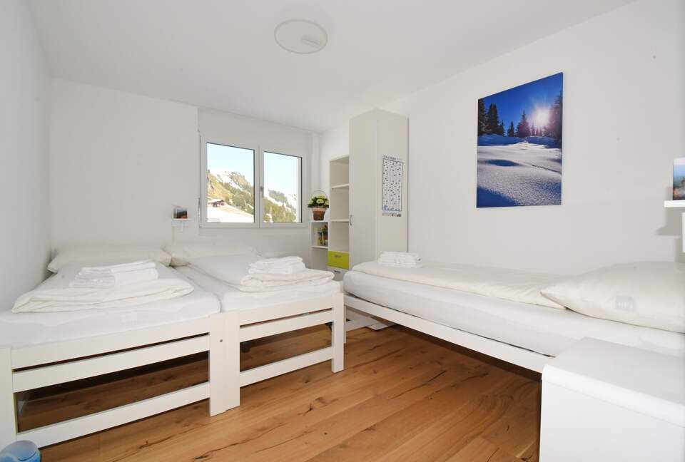 2nd bedroom with two beds and a pull-out bed