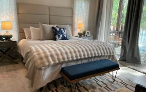 Guest Room downstairs bedroom with bath and private patio.