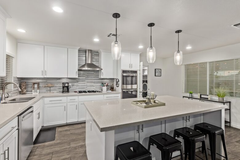 Traditional coffee maker, microwave, double oven, dishwasher