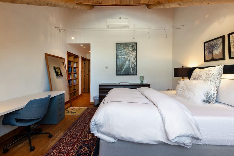 Upstairs guest suite with desk