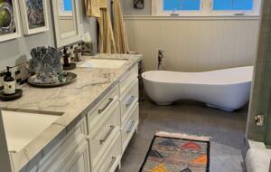 Primary bathroom with designed tub