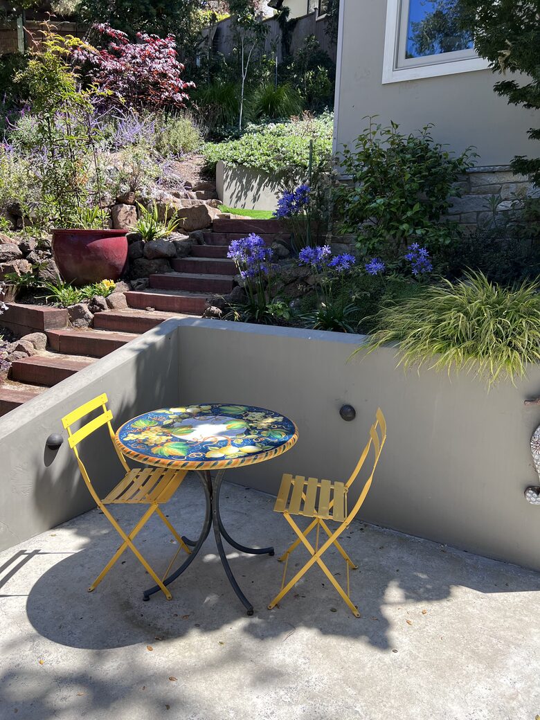 Landing just behind front gate