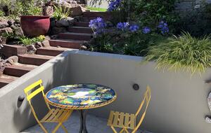 Landing just behind front gate