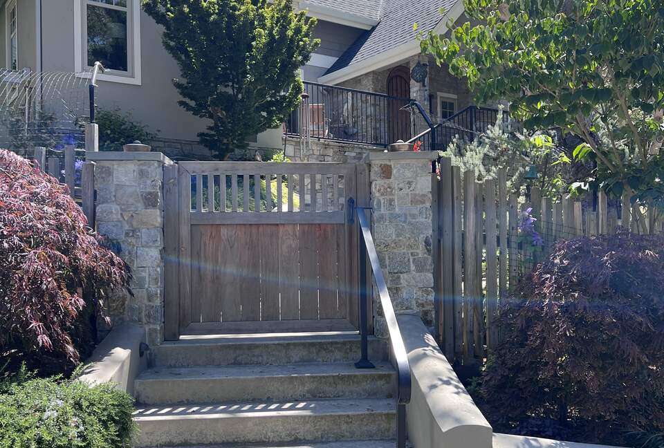 Front gate leading to beautiful landscape gardens