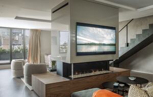 Living room/Family Room with 2 fireplaces