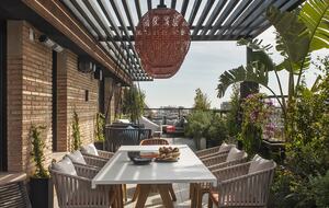 Outdoor Dining Table w/heaters and sunscreen (seats 8)