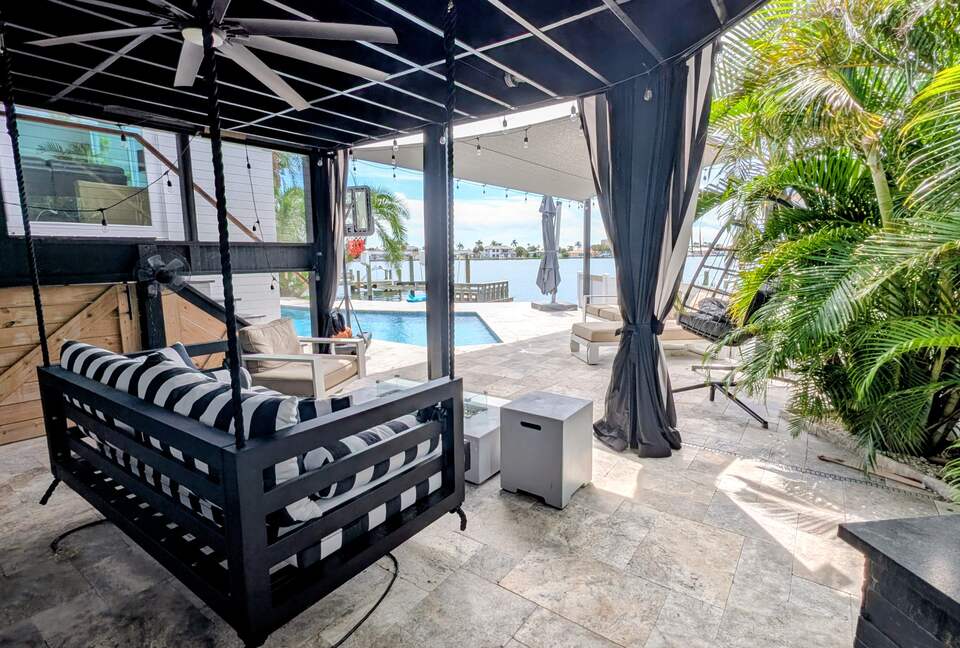 Covered Patio with Twin Bed Swing