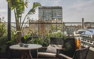 Coffee are by pizza oven and gas grill