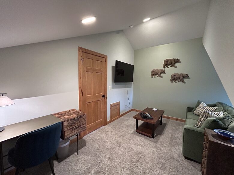 Bonus room with sofa bed and dedicated work space