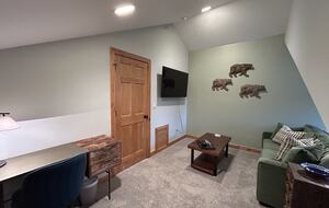 Bonus room with sofa bed and dedicated work space