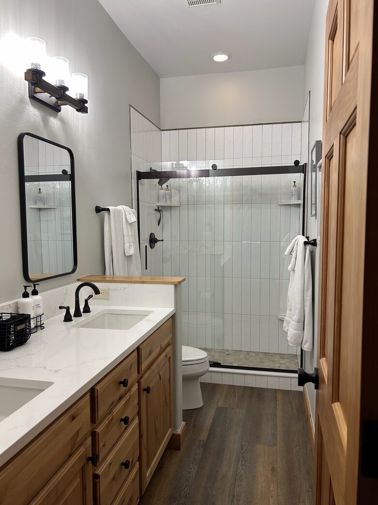 Updated primary bath with double sinks