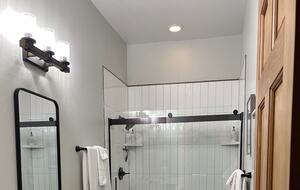 Updated primary bath with double sinks