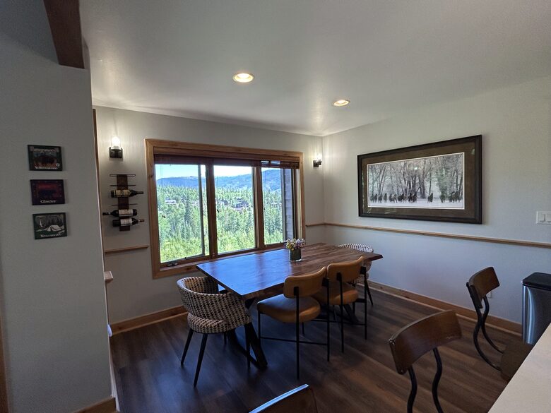 Dining area with forest views