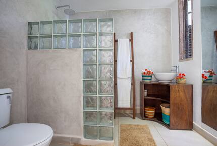 Master bedroom ensuite Bathroom with solar hot water shower