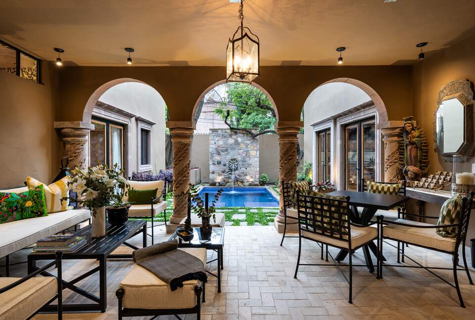 Patio overlooking the pool