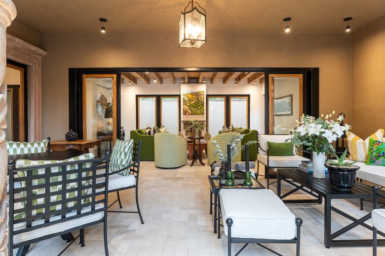 Living room opens onto patio