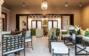 Living room opens onto patio