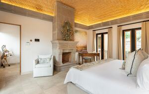 Primary bedroom with fireplace