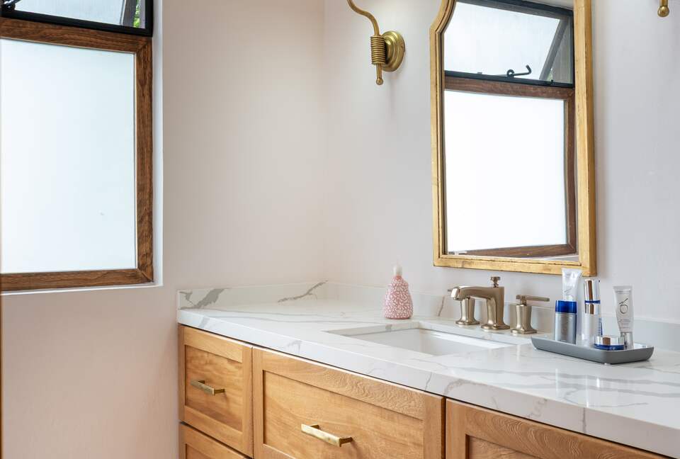 One of two full bathrooms for the primary bedroom