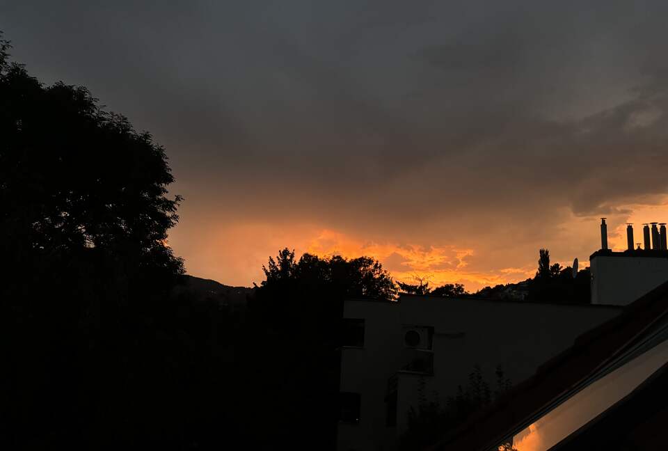 Sunset lights in cloudy day