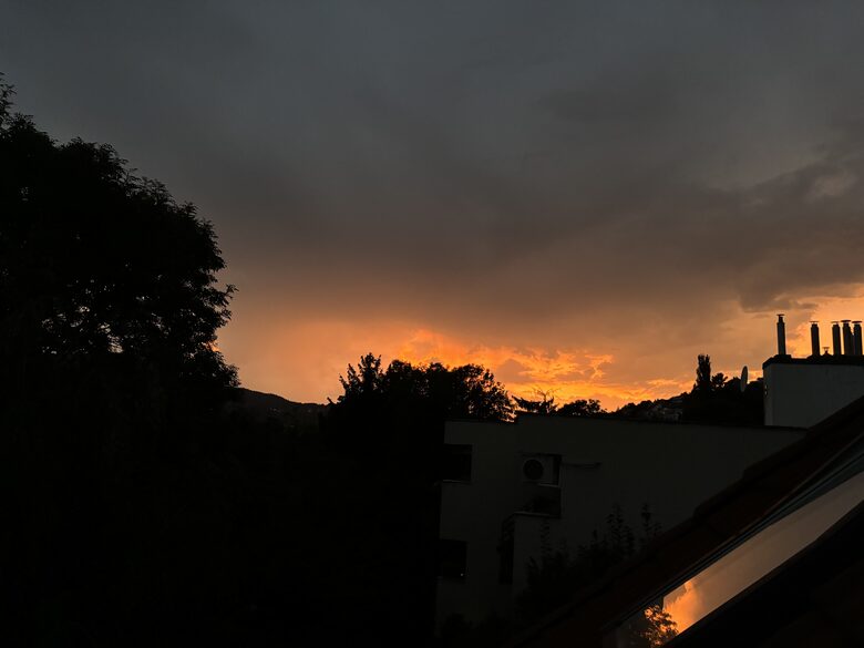 Sunset lights in cloudy day